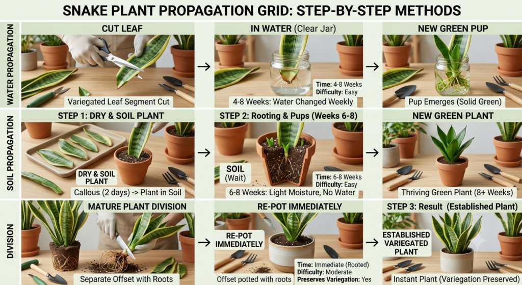 AI Generated Image Showing Steps of Snake Plant Care